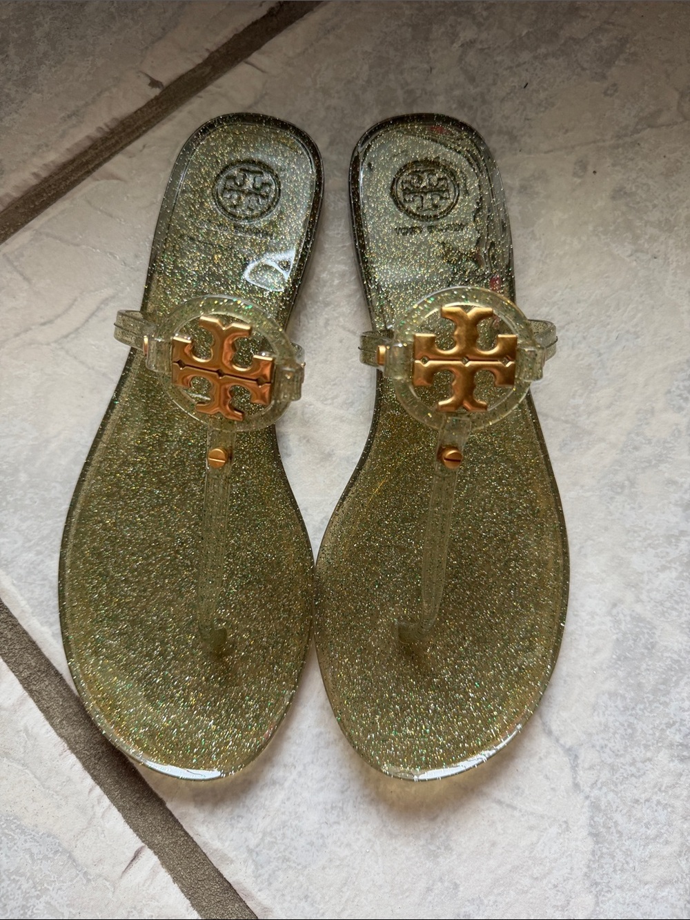 Tory Burch Mini Miller Jelly Thong with Gold Logo Medallion
